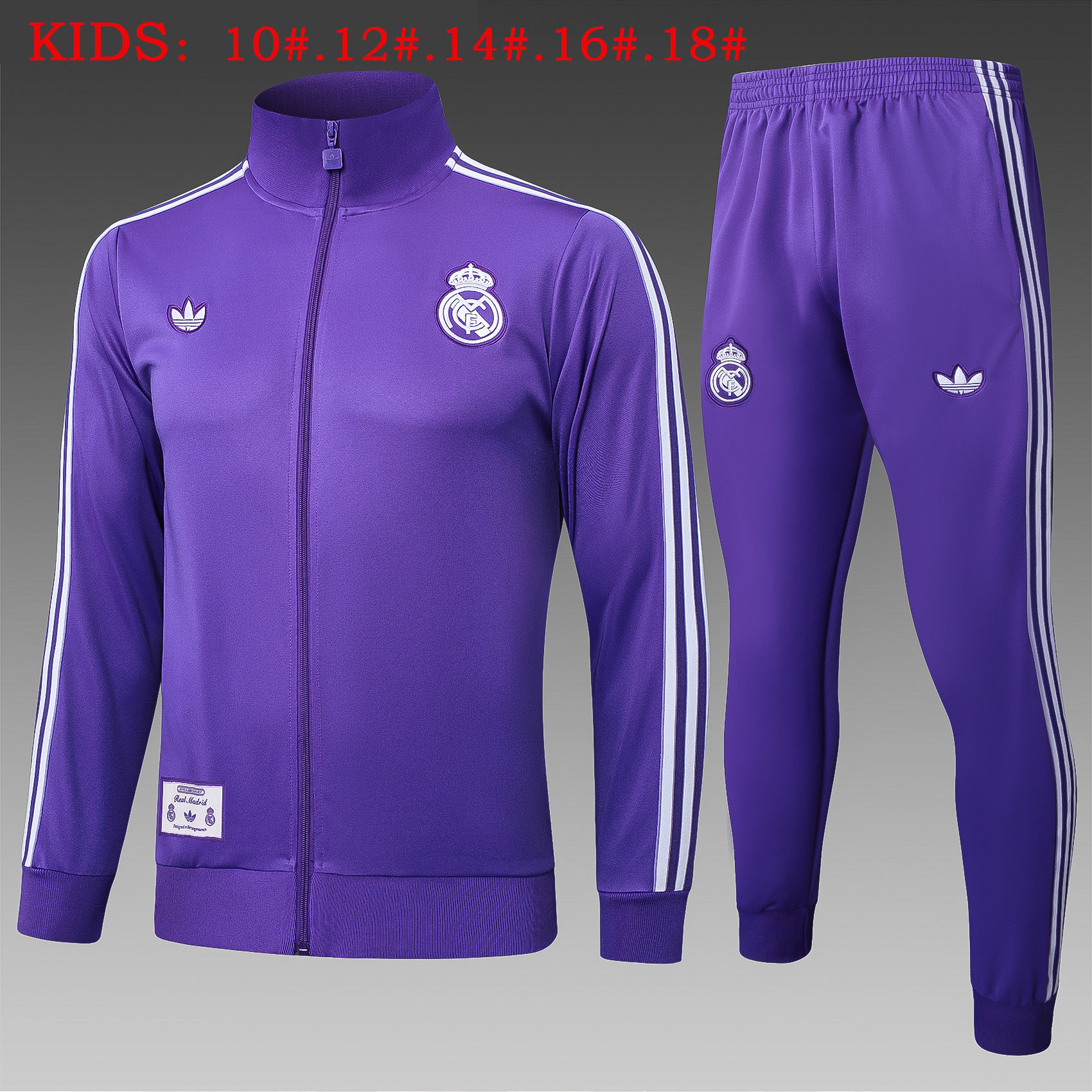 Kids Real Madrid Training Kit (Jacket+Pants) Purple 2025/26 - sinoshirt