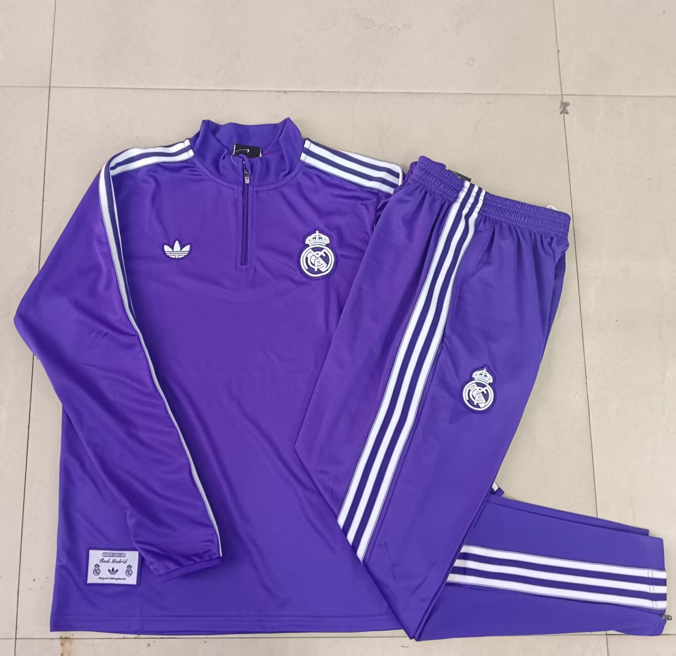 Kids Real Madrid Training Kit (Sweatshirt+Pants) Purple 2025/26 - sinoshirt