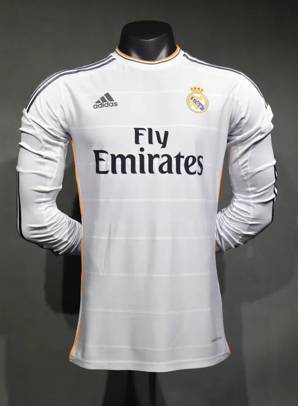 Real Madrid Authentic Retro Jersey Home Long Sleeve Soccer Shirt 2013/14 - sinoshirt