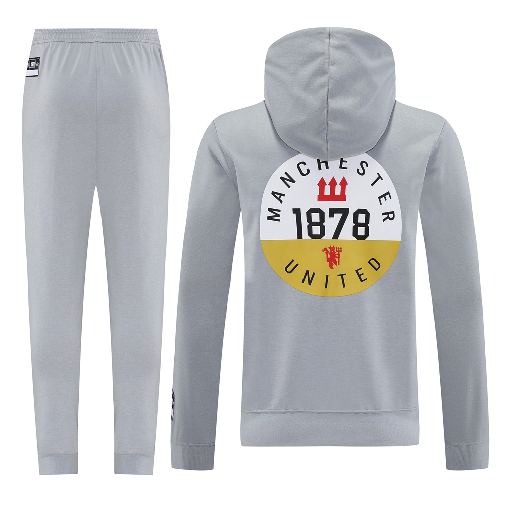 Manchester United Hoodie Training Kit (Sweatshirt+Pants) Grey 2025/26 - sinoshirt