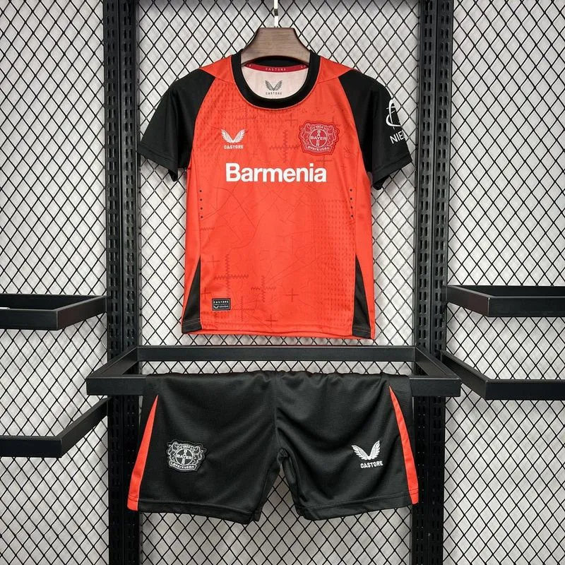 Bayer 04 Leverkusen Soccer Jersey Home Kids Kit Jersey+Shorts 2024/25 - sinoshirt