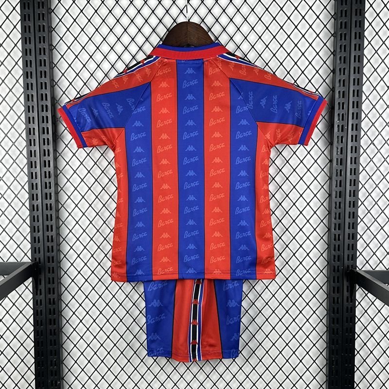 Barcelona Retro Jersey Home Kids Kit Jersey+Shorts 1996-97 - sinoshirt