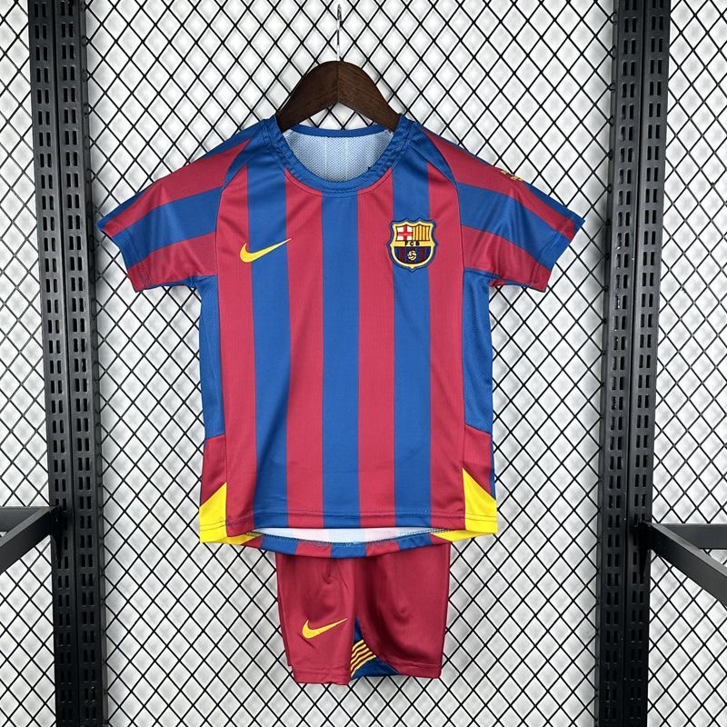 Barcelona Retro Jersey Home Kids Kit Jersey+Shorts 2005/06 - sinoshirt