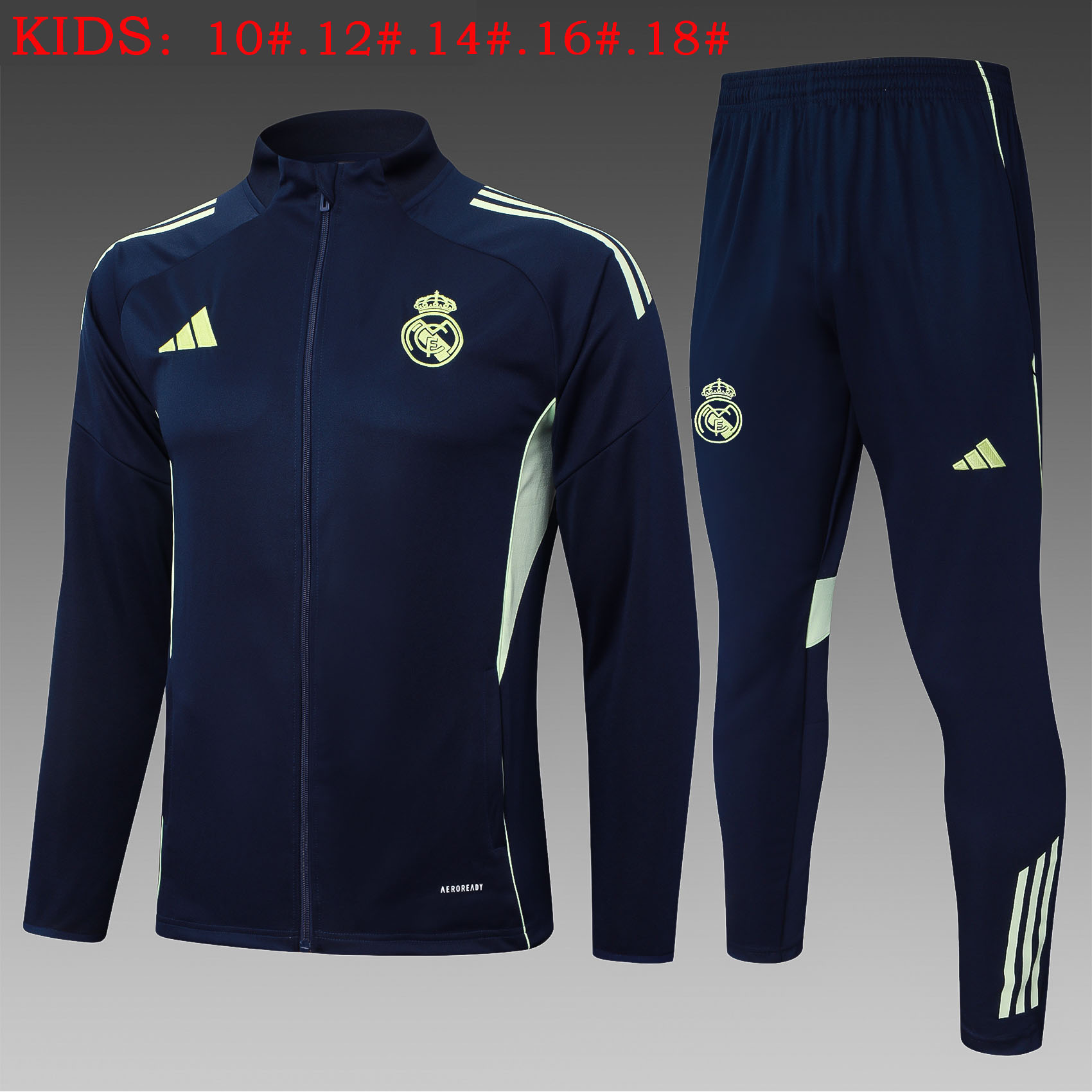 Kids Real Madrid Training Kit (Jacket+Pants) Cyan 2025/26 - sinoshirt