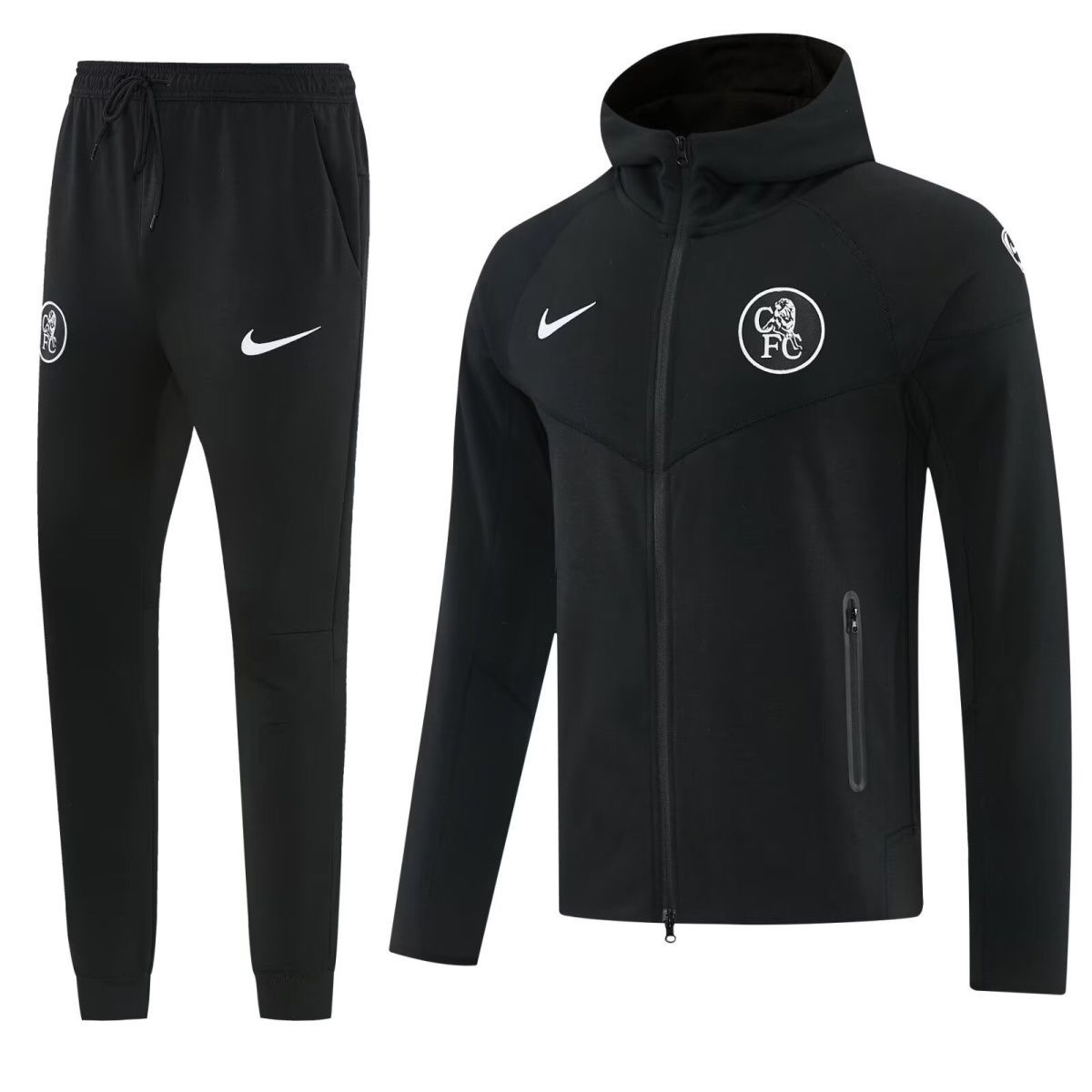 Chelsea Hoodie Training Kit (Jacket+Pants) Black 2025/26 - sinoshirt