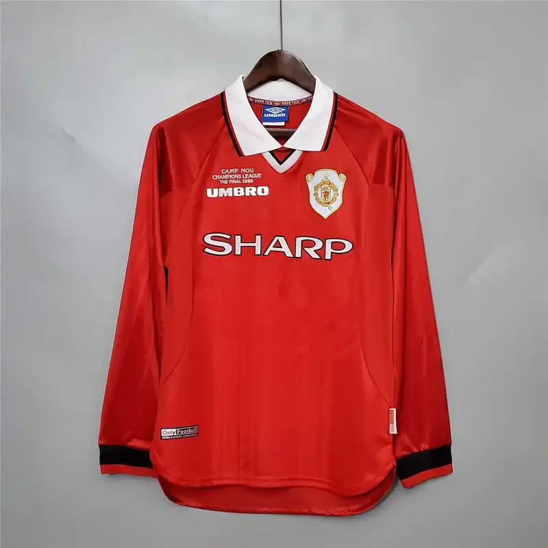 Manchester United Retro Home Long Sleeve Football Jersey Shirt 1999/00 - sinoshirt