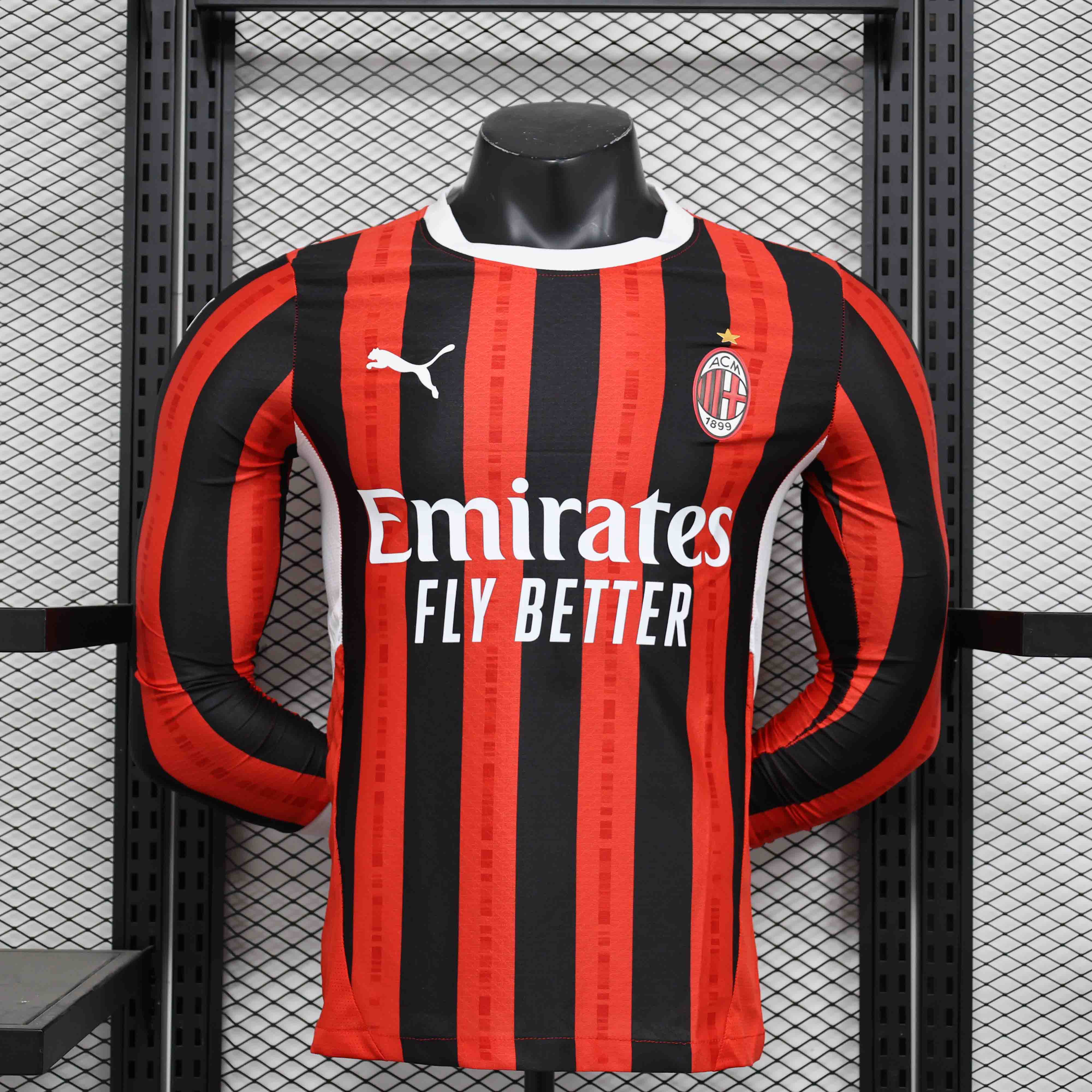 AC Milan Authentic Soccer Jersey Home Long Sleeve Shirt 2024/25 - sinoshirt