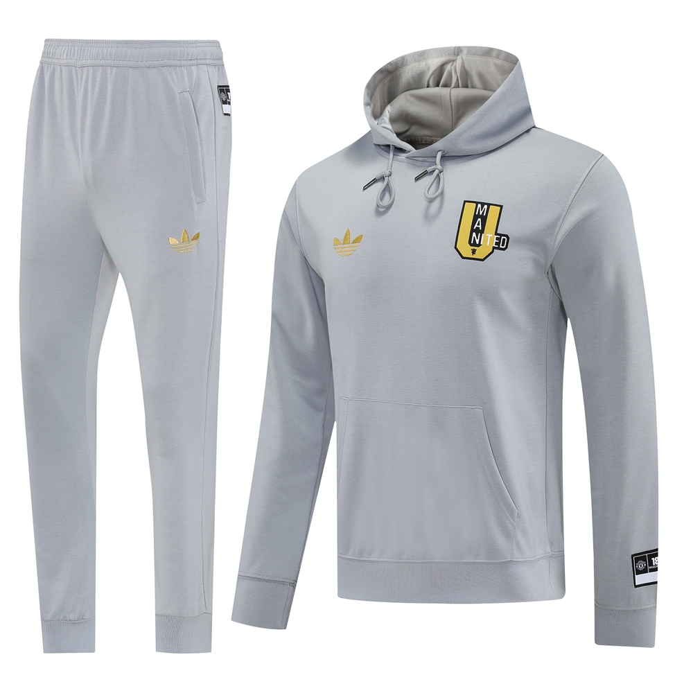 Manchester United Hoodie Training Kit (Sweatshirt+Pants) Grey 2025/26 - sinoshirt