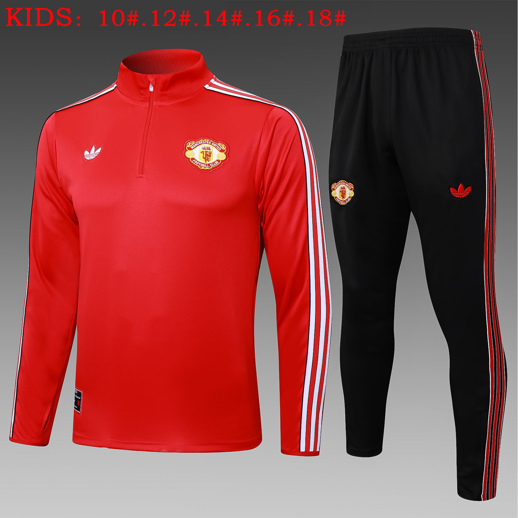 Kids Manchester United Training Kit (Sweatshirt+Pants) Red 2025/26 - sinoshirt
