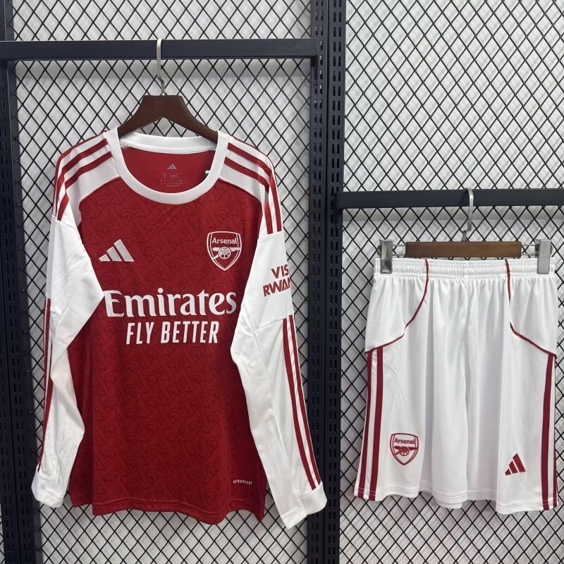 Arsenal Soccer Jersey Home Kids Kit Jersey+Shorts Long Sleeve 2025/26 - sinoshirt