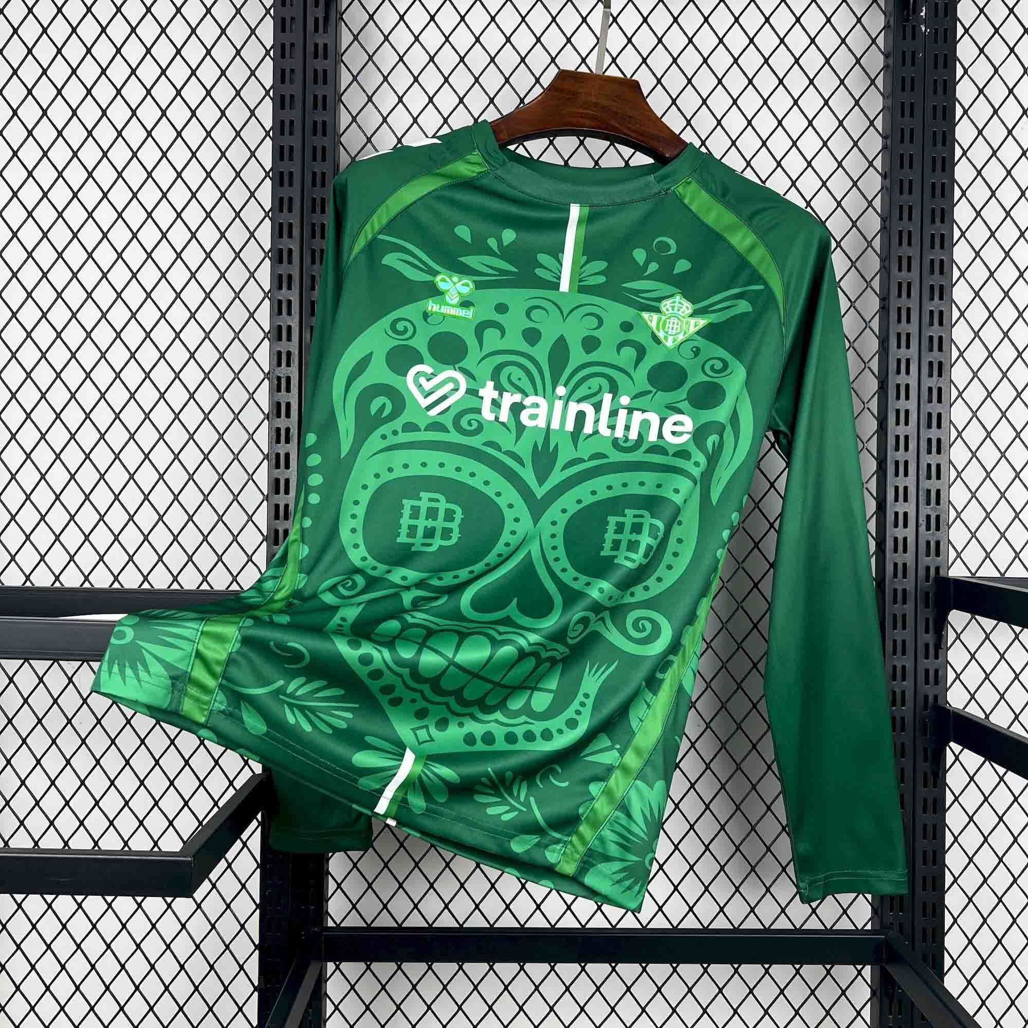 Real Betis Pre-Match D��a de Muertos Long Sleeve Custom Soccer Jersey 2025/26 - sinoshirt