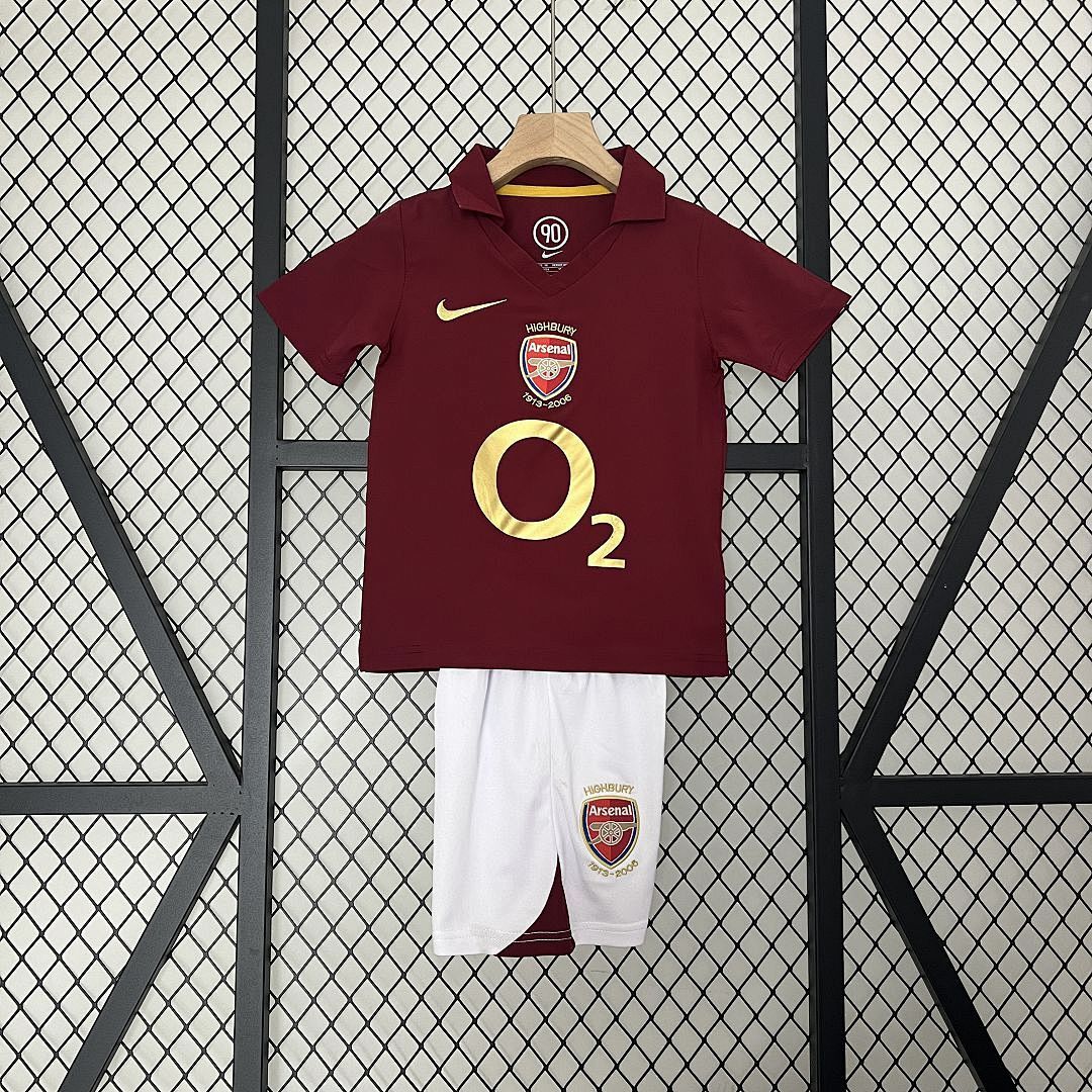 Arsenal Soccer Retro Jersey Home Kids Kit Jersey+Shorts 2005/06 - sinoshirt