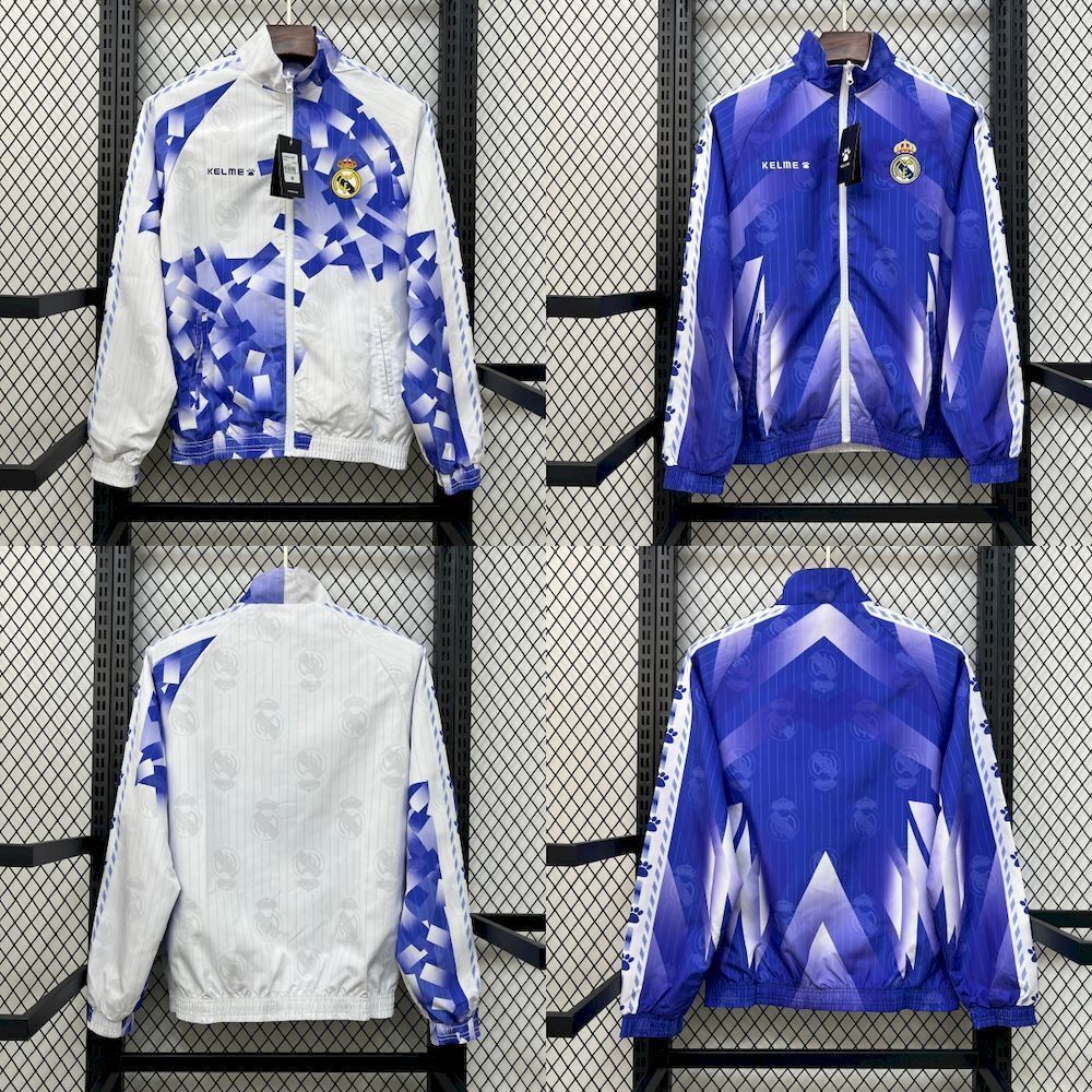 Real Madrid Retro Reversible Double-Sides Windbreaker Jacket 1996-97 - sinoshirt
