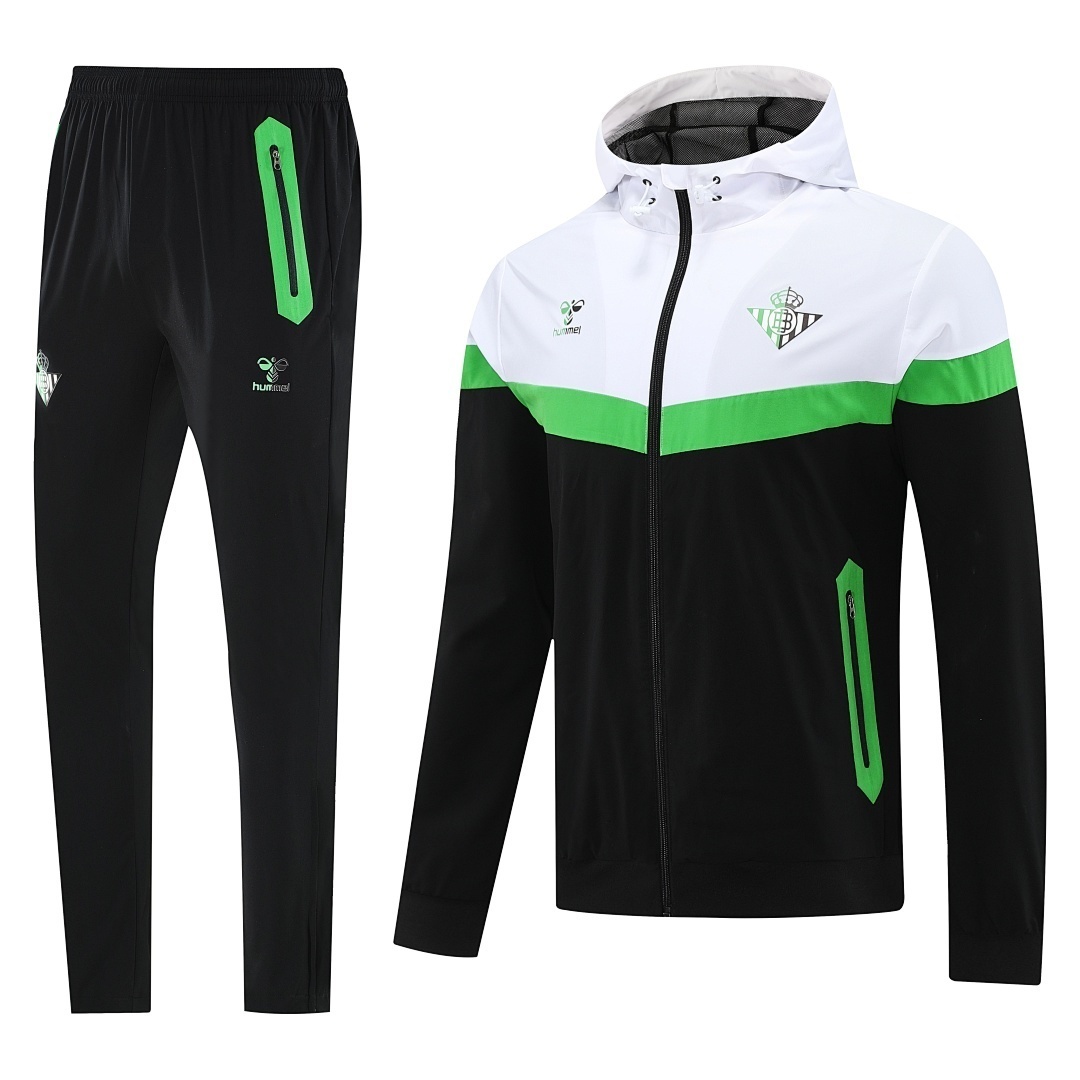 Real Betis Retro Hoodie Training Kit (Windbreaker+Pants) Green 2025/26 - sinoshirt