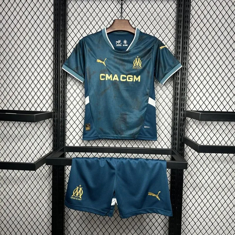 Marseille Soccer Jersey Away Kids Kit Jerseys+Shorts 2024/25 - sinoshirt