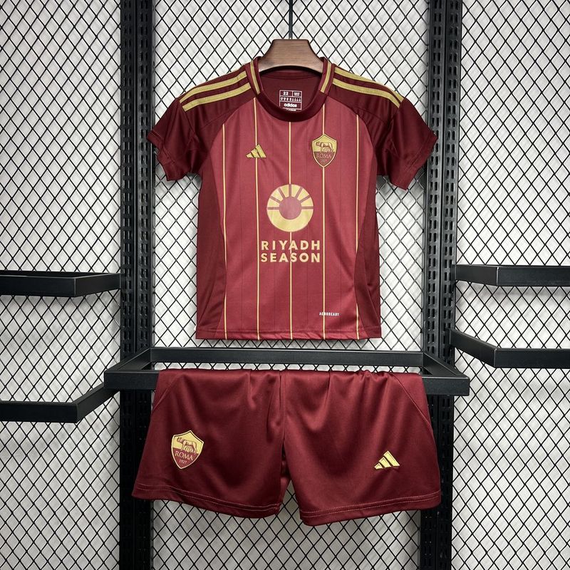 Roma Soccer Jersey Home Kids Kit Jersey+Shorts 2024/25 - sinoshirt