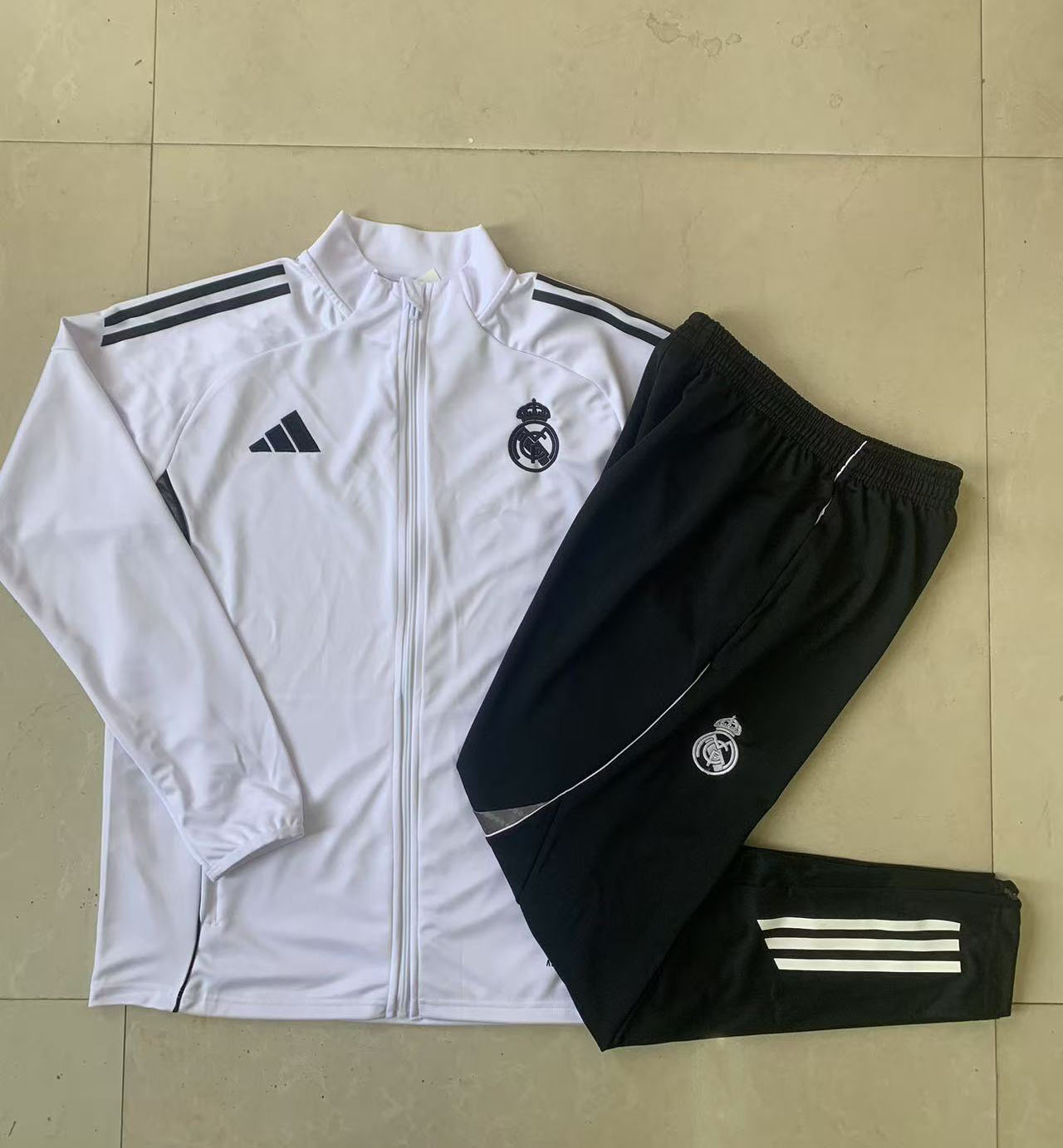 Kids Real Madrid Training Kit (Jacket+Pants) White 2025/26 - sinoshirt