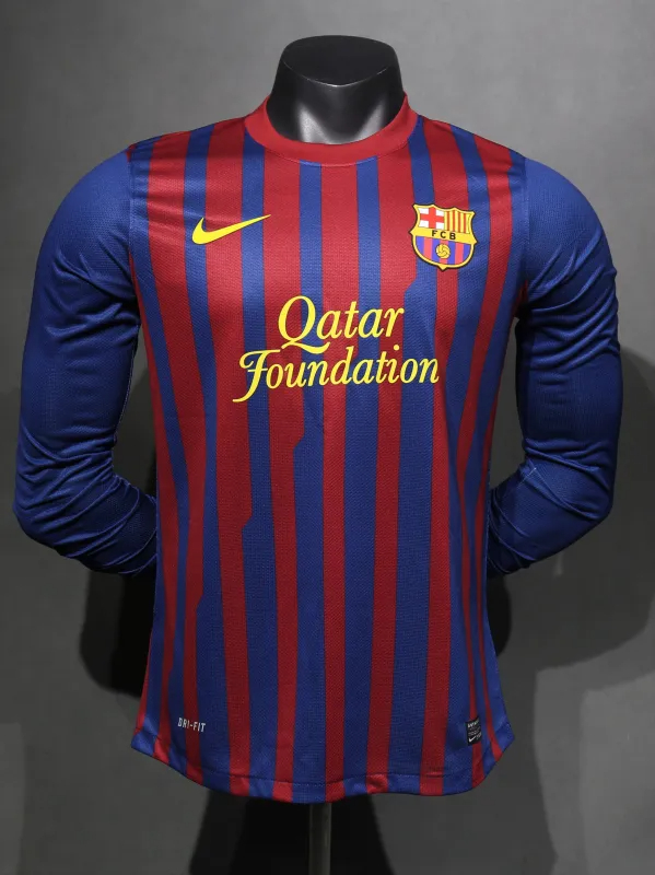 Authentic Barcelona Retro Jersey Home Long Sleeve Soccer Shirt 2011-12 - sinoshirt