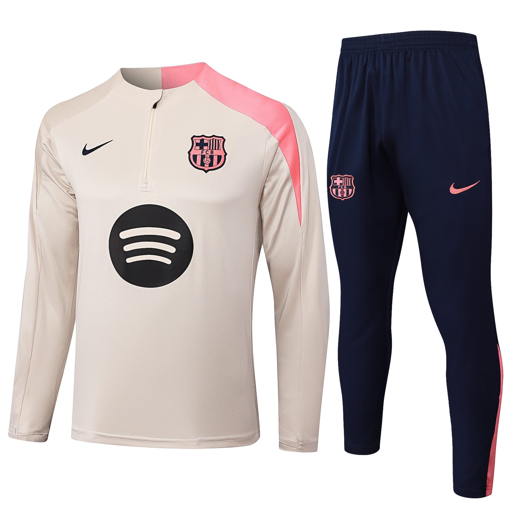 Barcelona Training Kit (Sweatshirt+Pants) Beige 2025/26 - sinoshirt
