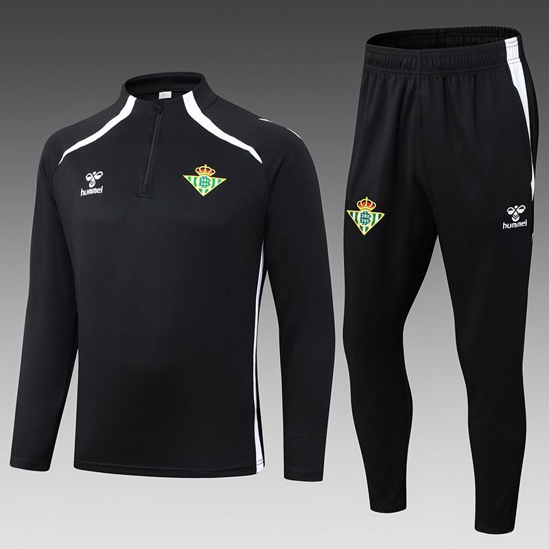 Kids Real Betis Training Kit (Sweatshirt+Pants) Black 2025/26 - sinoshirt