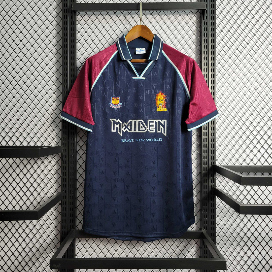 West Ham United Retro Football Jersey Iron Maiden Home Joint Board Shirt 1999/01 - sinoshirt