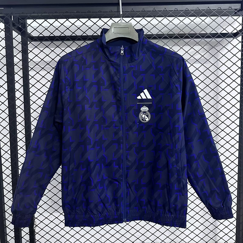 Real Madrid Reversible Double-Sides Windbreaker Jacket Blue 2025-26 - sinoshirt