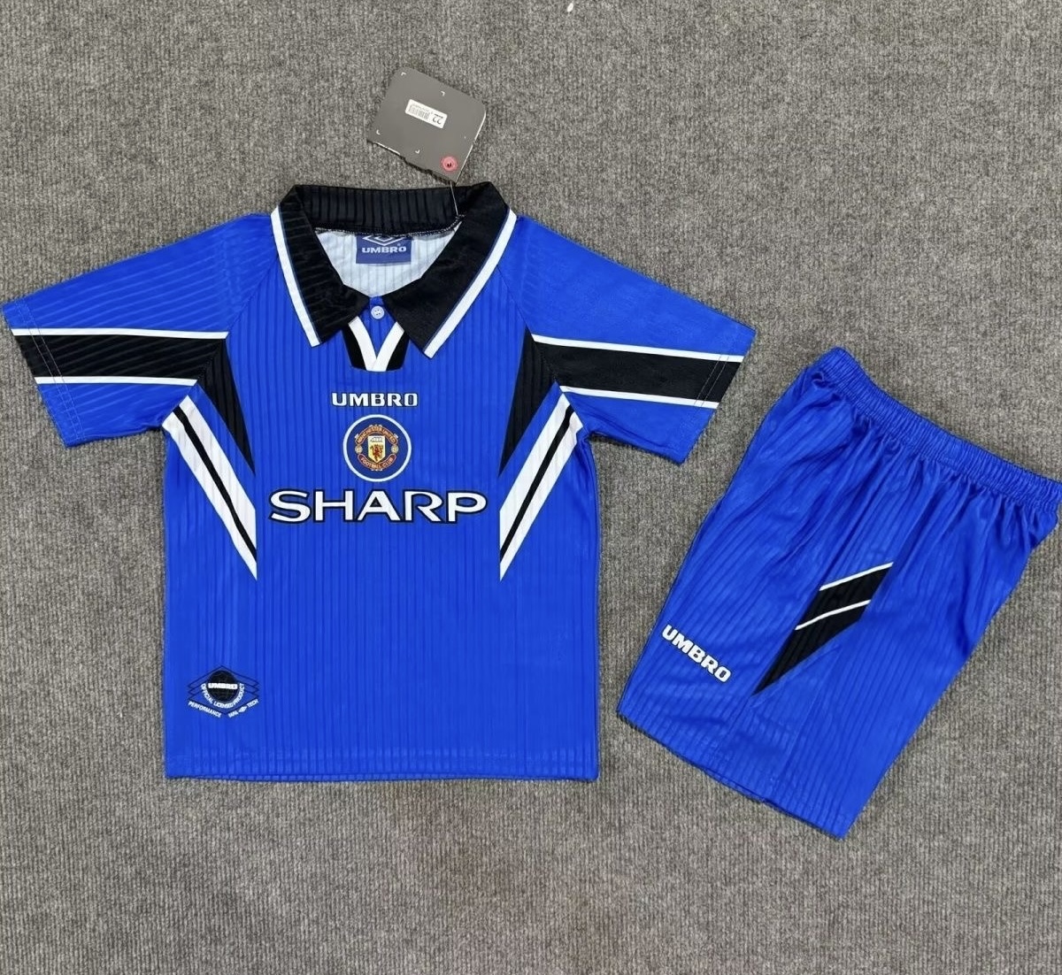 Manchester United Retro Football Jersey Third Away Kids Kit Jersey+Shorts 1996/98 - sinoshirt