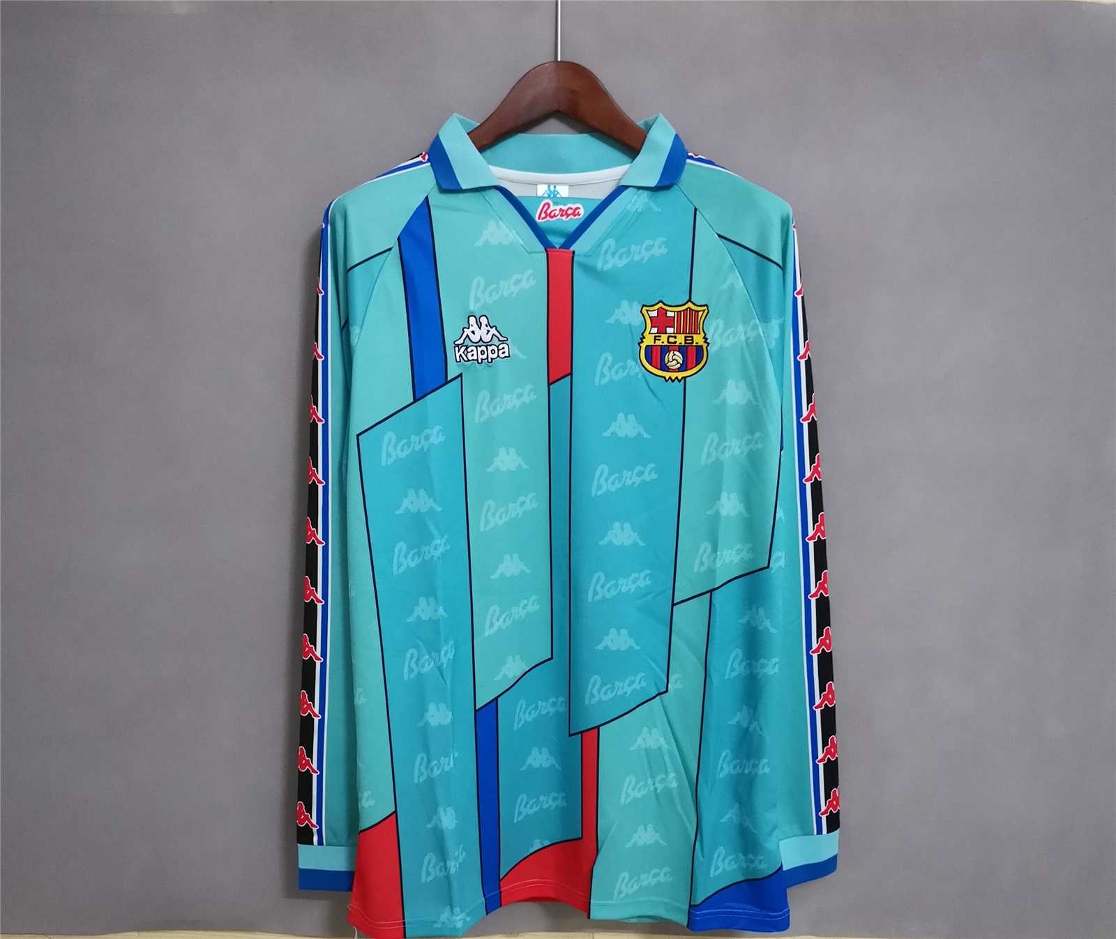 Barcelona Retro Jersey Away Long Sleeve Soccer Shirt 1996-97 - sinoshirt
