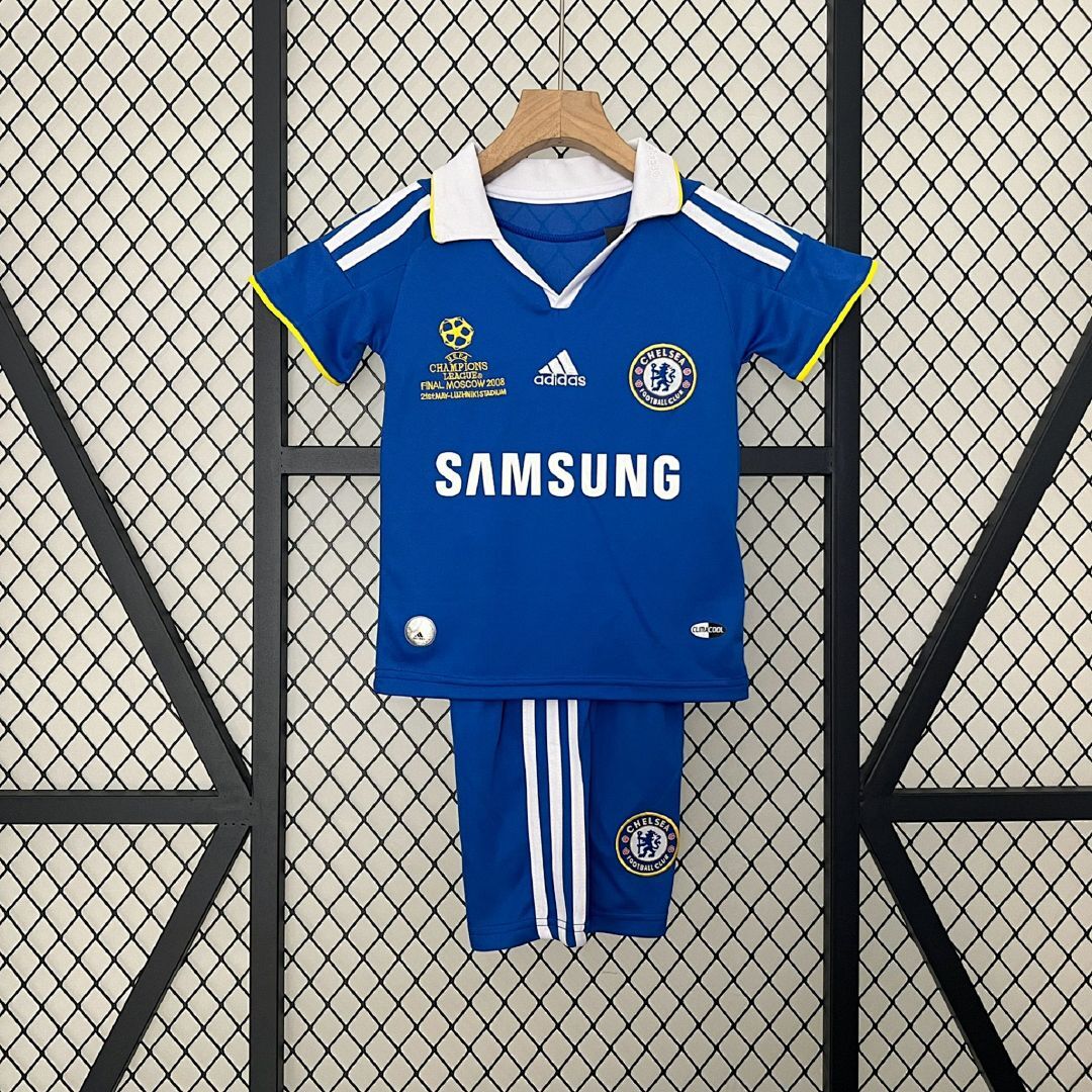 Chelsea Retro Football Jersey Home Champions League Kids Kit Jersey+Shorts 08-09 - sinoshirt