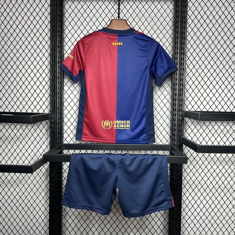 Barcelona Home Soccer Kids Kit Jersey+Shorts 2024/25 - Spotify Logo Without Text - sinoshirt