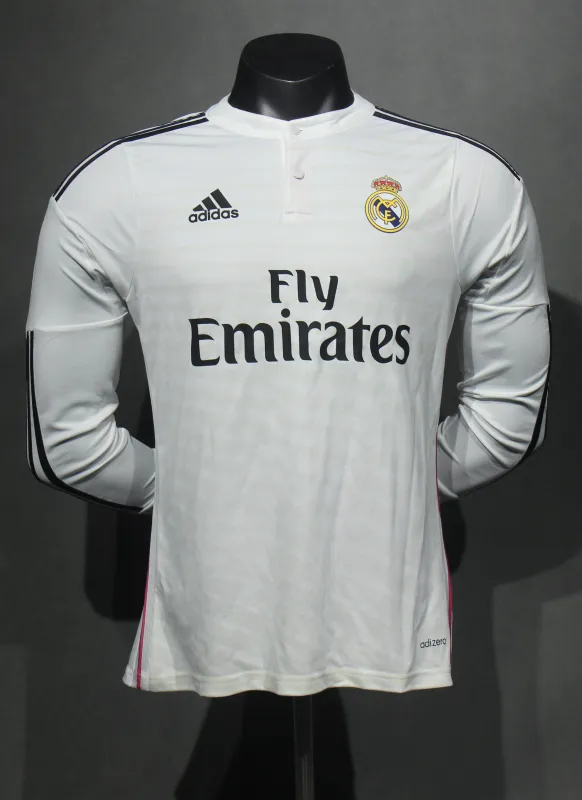 Real Madrid Authentic Retro Jersey Home Long Sleeve Soccer Shirt 2014/15 - sinoshirt