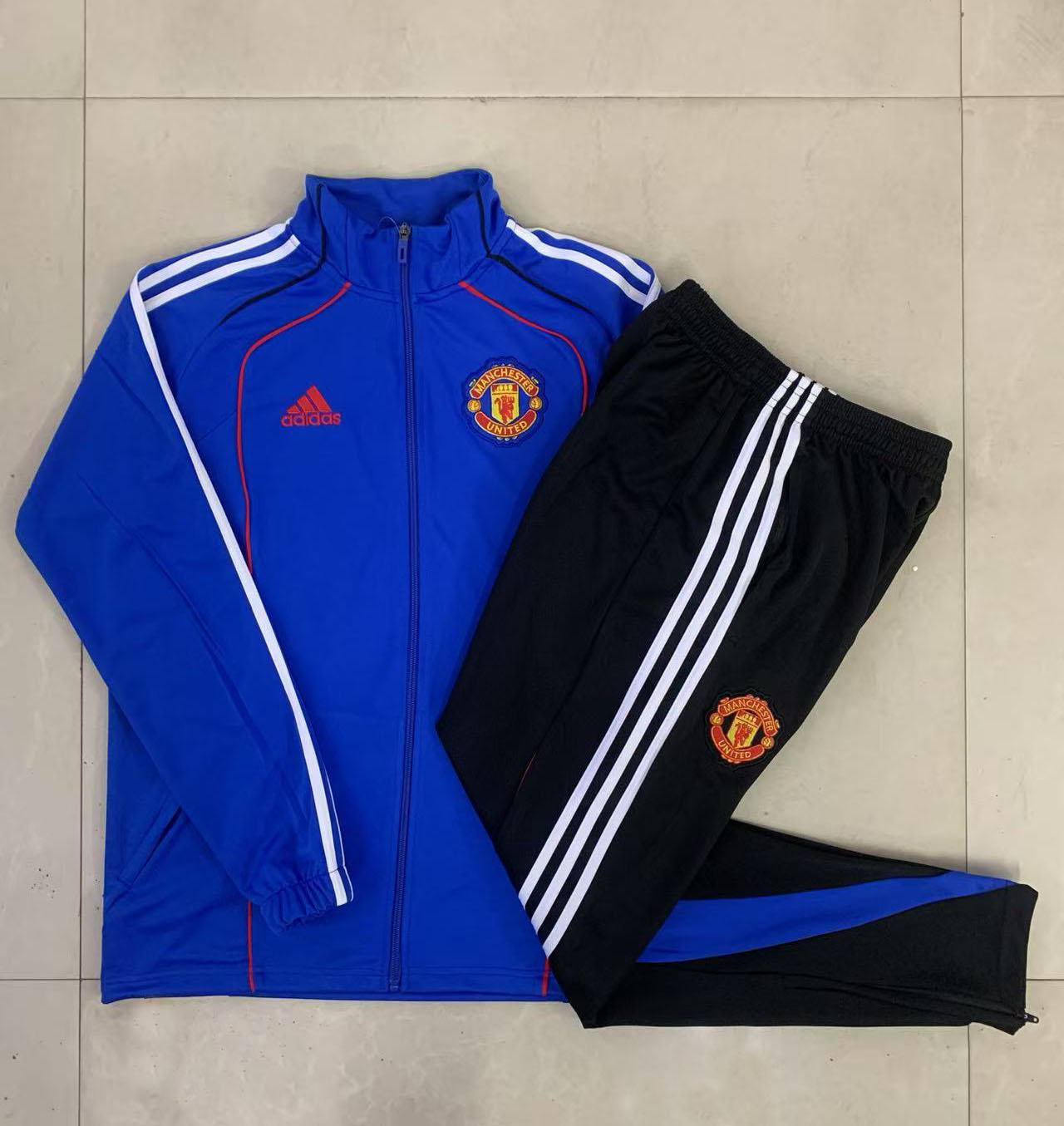 Kids Manchester United Training Kit (Jacket+Pants) Blue 2025/26 - sinoshirt