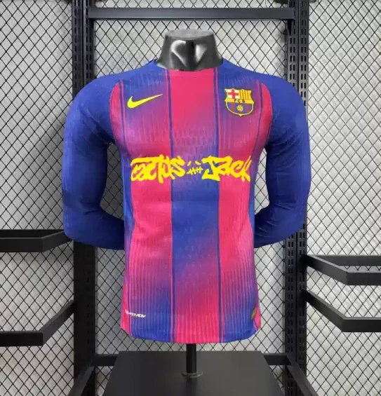 Authentic Soccer Jersey Barcelona Home x Travis Scott Long Sleeve Shirt 2025/26 - sinoshirt