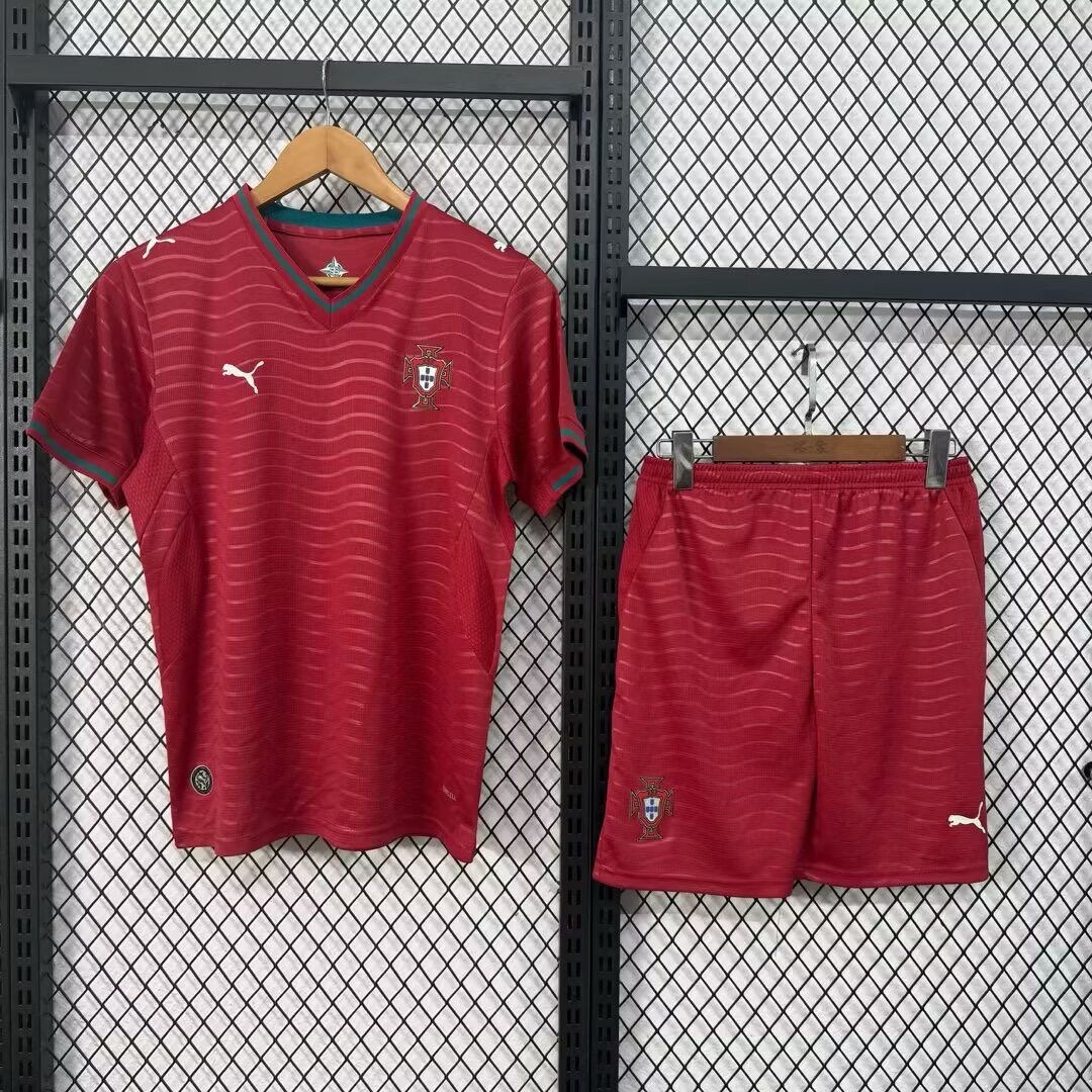 Portugal Home Football Uniform Kids Kit Jersey+Shorts World Cup 2026 - sinoshirt