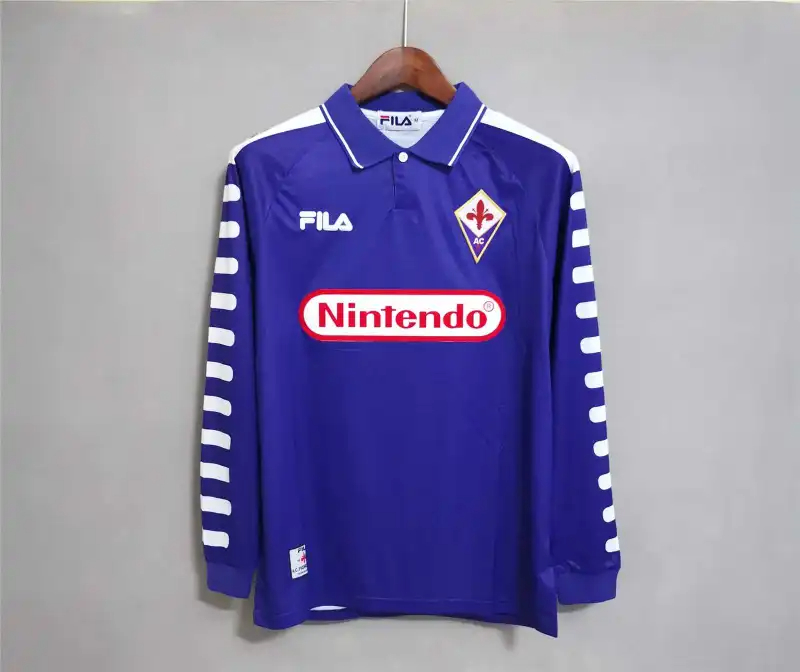 Fiorentina Retro Soccer Jersey Home Long Sleeve Custom Shirt 1998/99 - sinoshirt