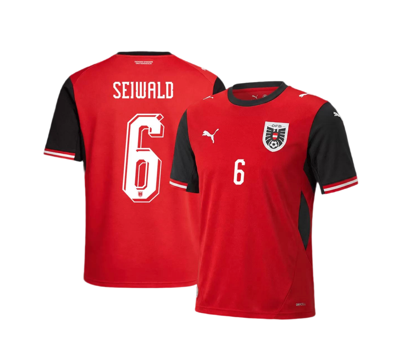 SEIWALD #6 Austria Soccer Jersey Home Custom Shirt World Cup 2026 - sinoshirt