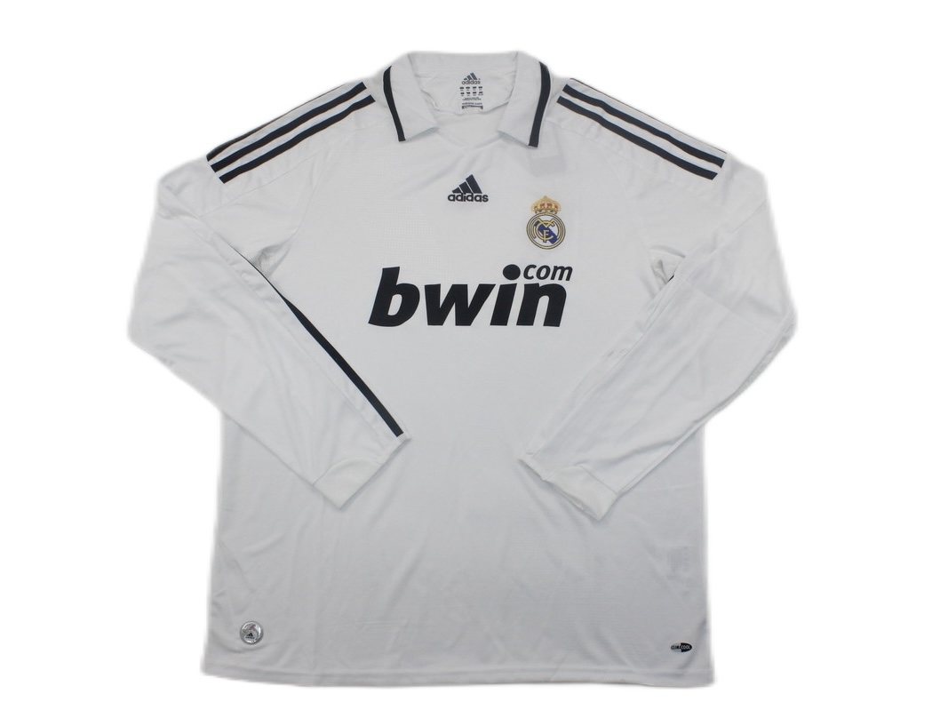 Real Madrid Retro Jersey Home Long Sleeve Custom Soccer Shirt 2008/09 - sinoshirt
