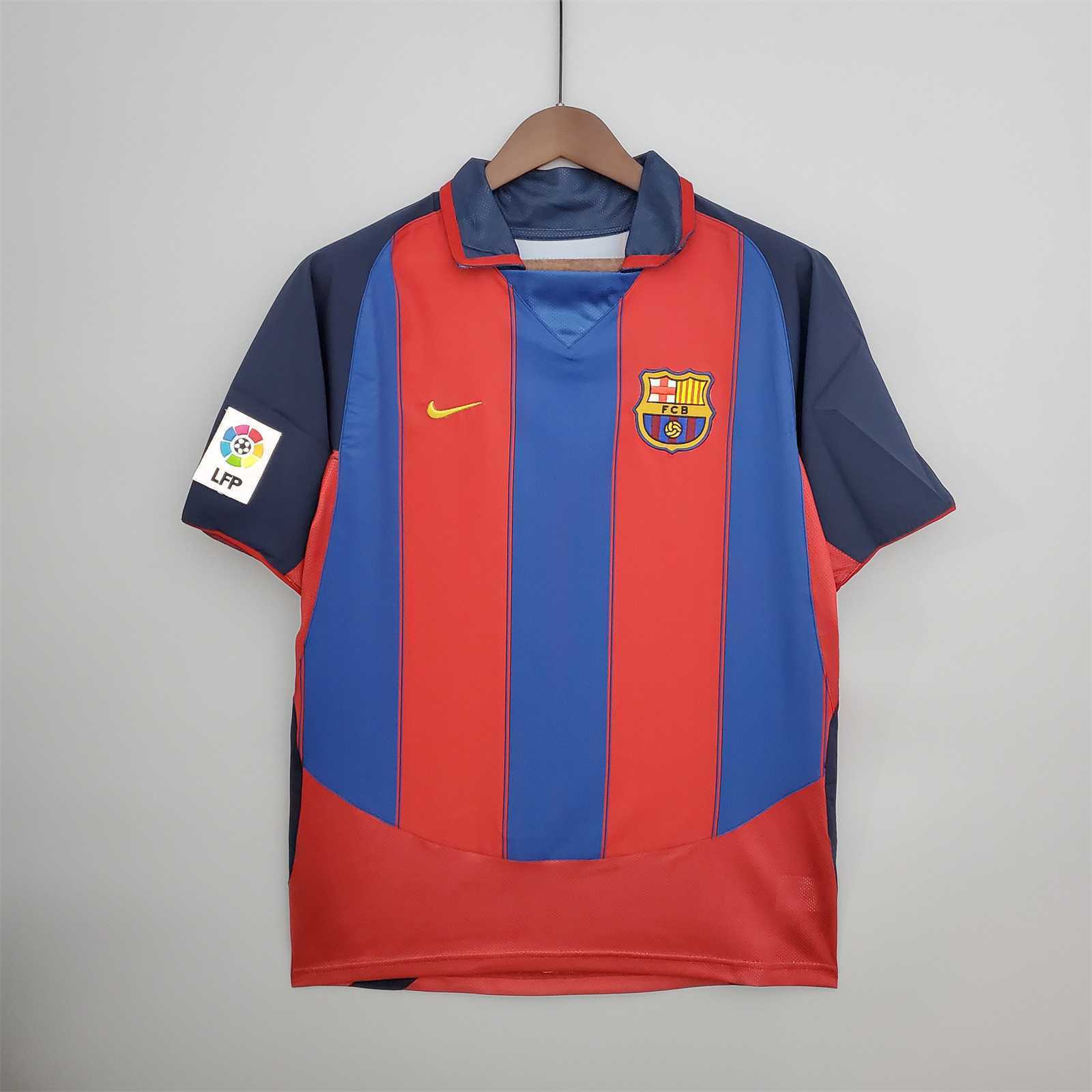 Barcelona Retro Jersey Home Soccer Shirt 2003-04 - sinoshirt