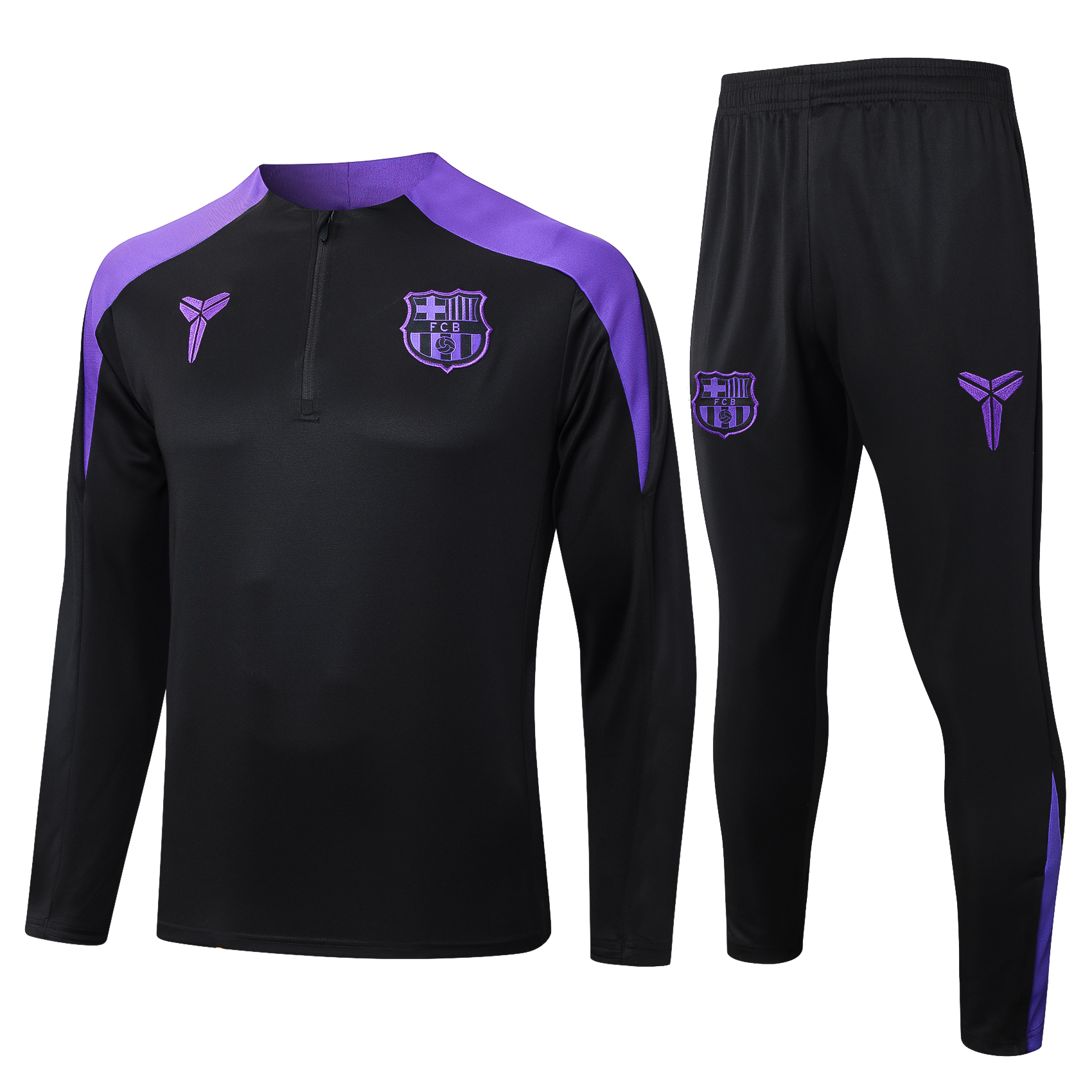 Barcelona Training Kit (Sweatshirt+Pants) Black&Purple 2025/26 - sinoshirt