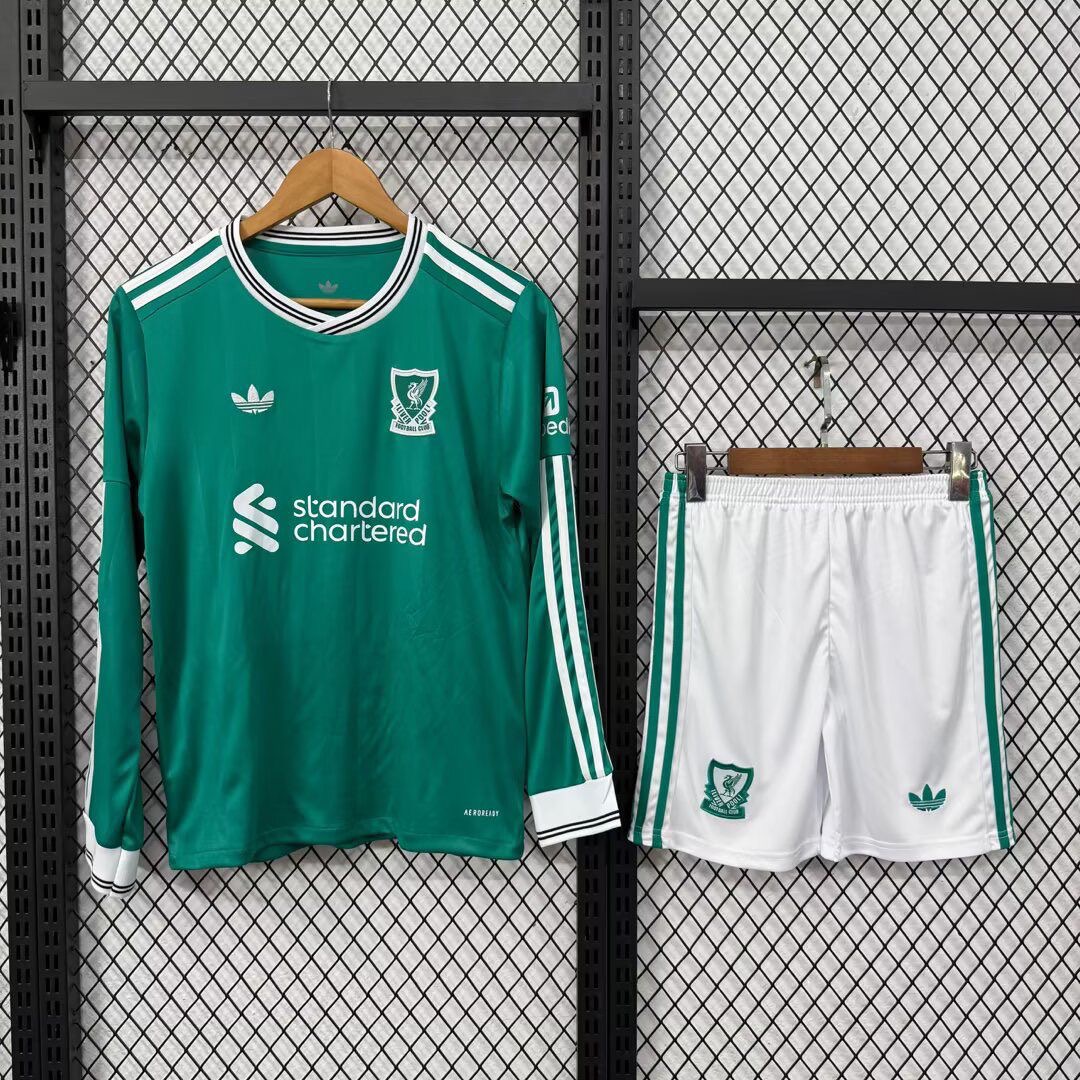 Liverpool Football Jersey Third Away Kids Long Sleeve Kit Jersey+Shorts 2025/26 - sinoshirt