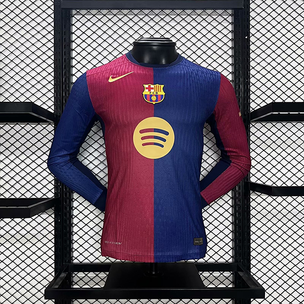 Authentic Soccer Jersey Barcelona Home Shirt Long Sleeve 2024/25-Spotify Logo Without Text - sinoshirt
