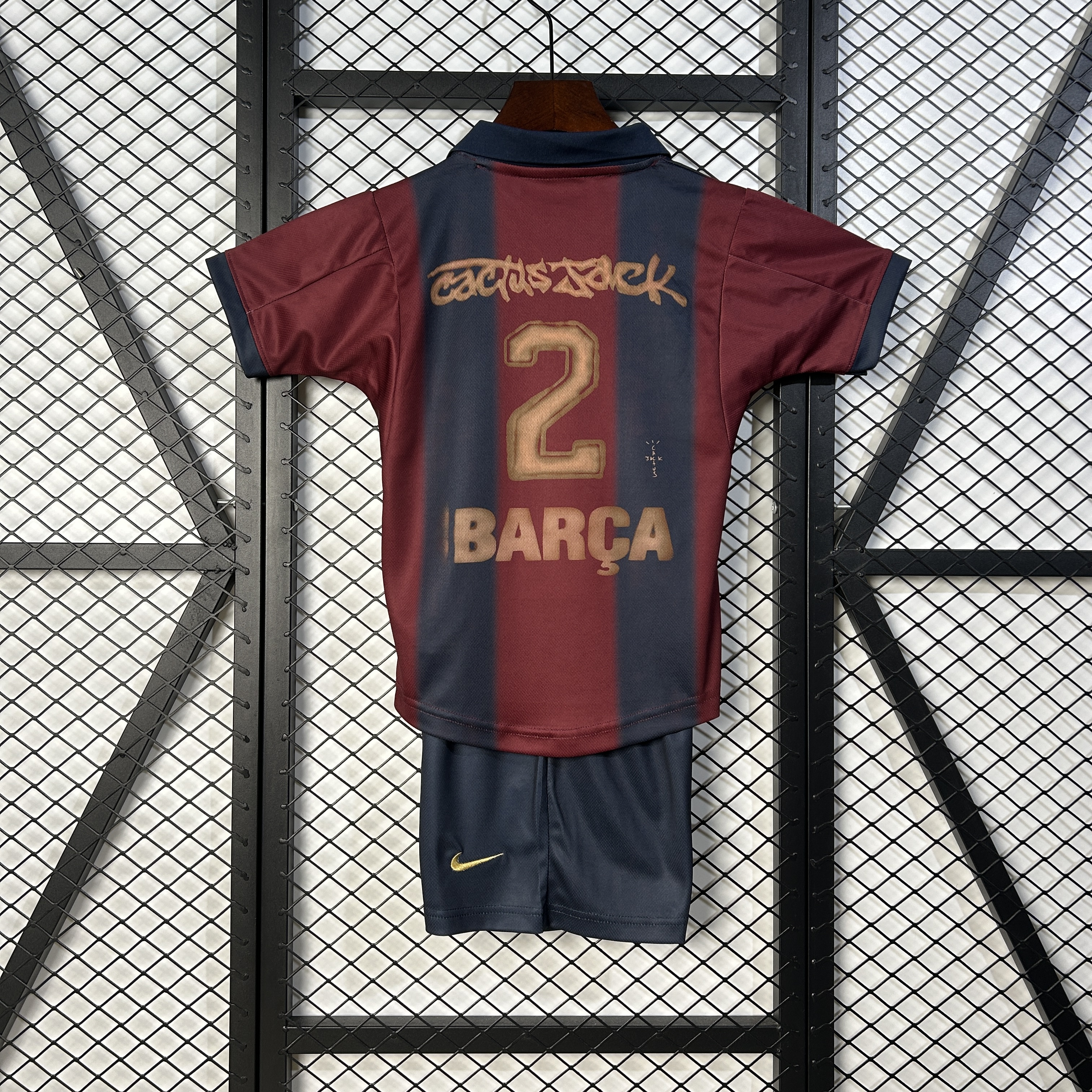Barcelona Retro Home x CJ SKELETON Kids Kit Jersey+Shorts 2000/01 - sinoshirt