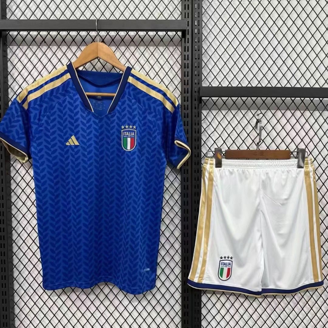 Italy Home Football Uniform Kids Kit Jersey+Shorts World Cup 2026 - sinoshirt