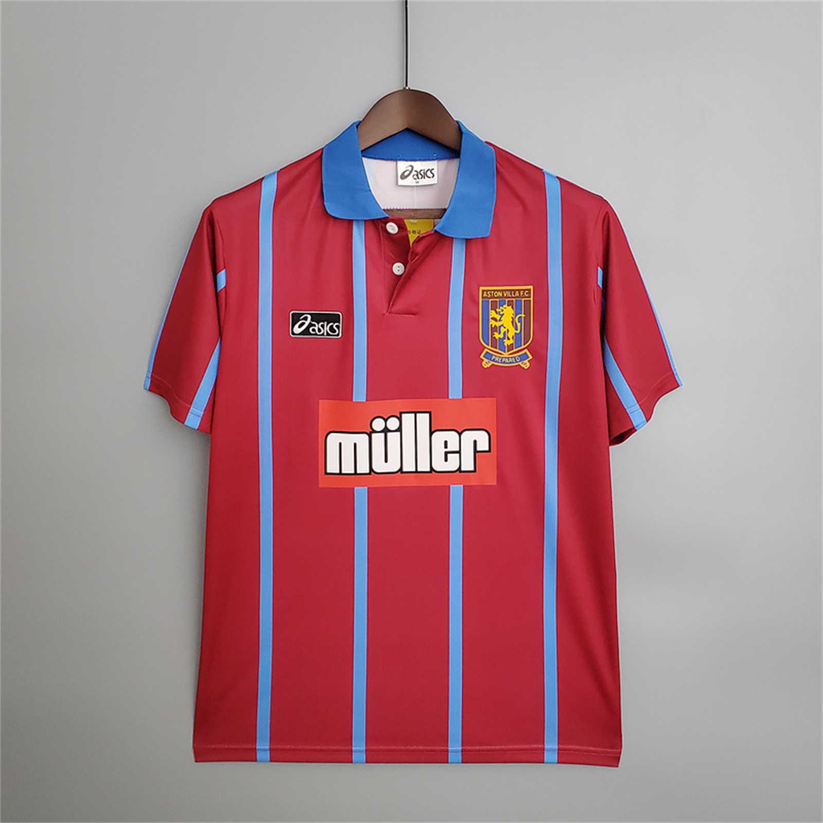 Aston Villa Retro Football Jersey Home Custom Shirt 1993-95 - sinoshirt