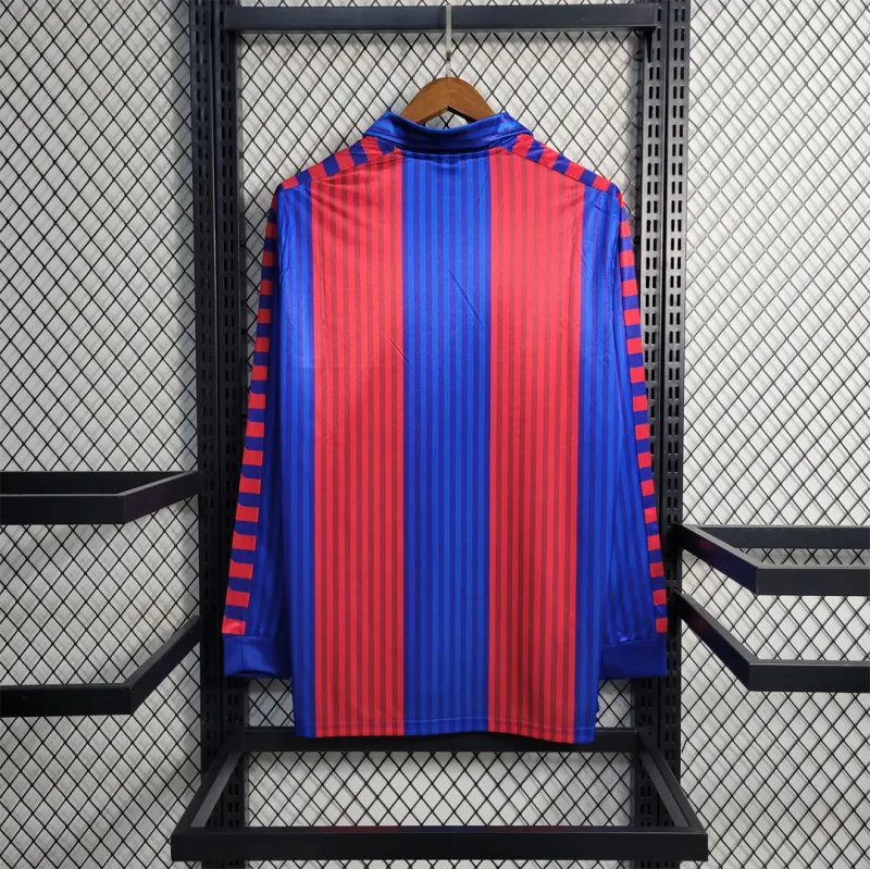 Barcelona Retro Jersey Home Long Sleeve Soccer Shirt 1991-92 - sinoshirt