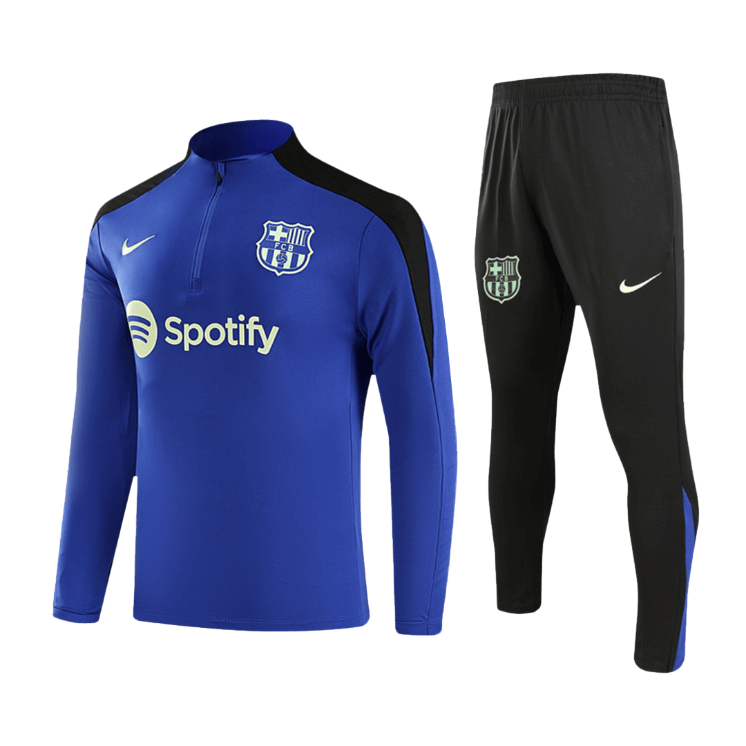 Kids Barcelona Zipper Sweat Kit (Top+Pants) Blue 2024/25 - sinoshirt