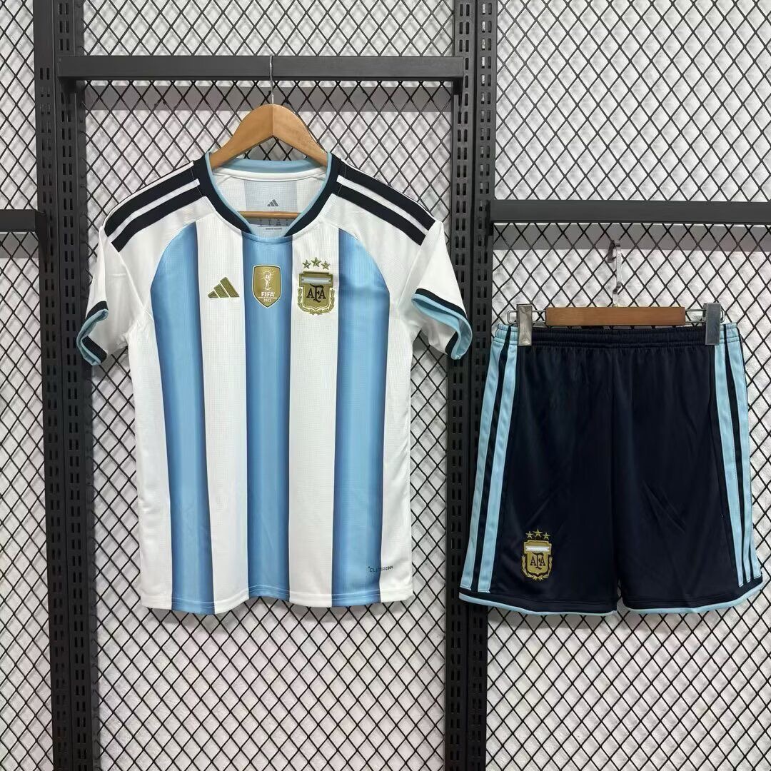 Argentina Home Soccer Uniform Kids Kit Jersey+Shorts World Cup 2026 - sinoshirt