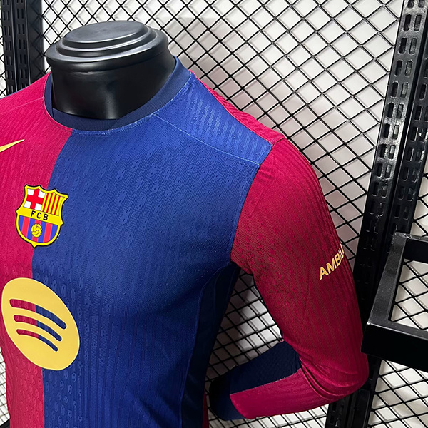 Authentic Soccer Jersey Barcelona Home Shirt Long Sleeve 2024/25-Spotify Logo Without Text - sinoshirt
