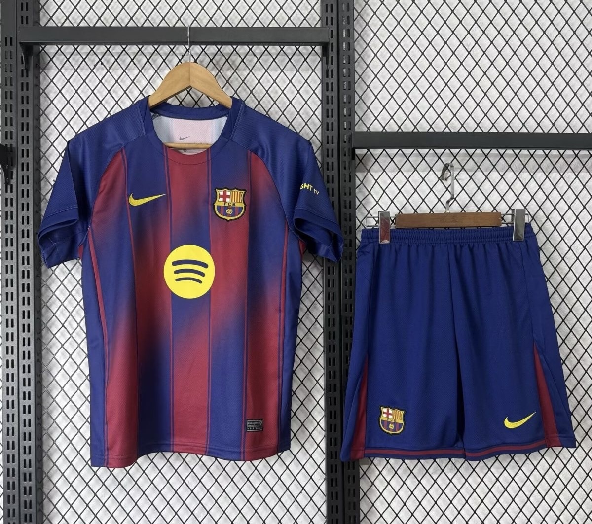 Barcelona Home Soccer Kids Kit Jersey+Shorts 2025/26 - sinoshirt
