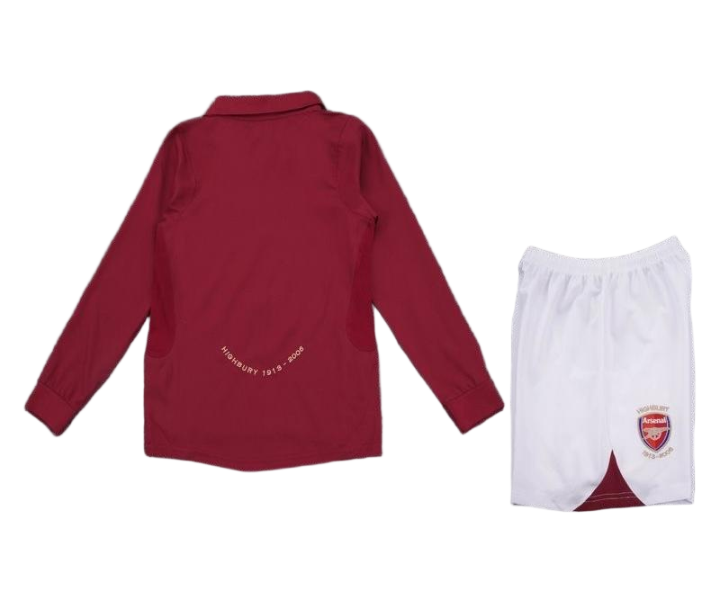 Arsenal Soccer Retro Jersey Home Long Sleeve Kids Kit Jersey+Shorts 2005/06 - sinoshirt